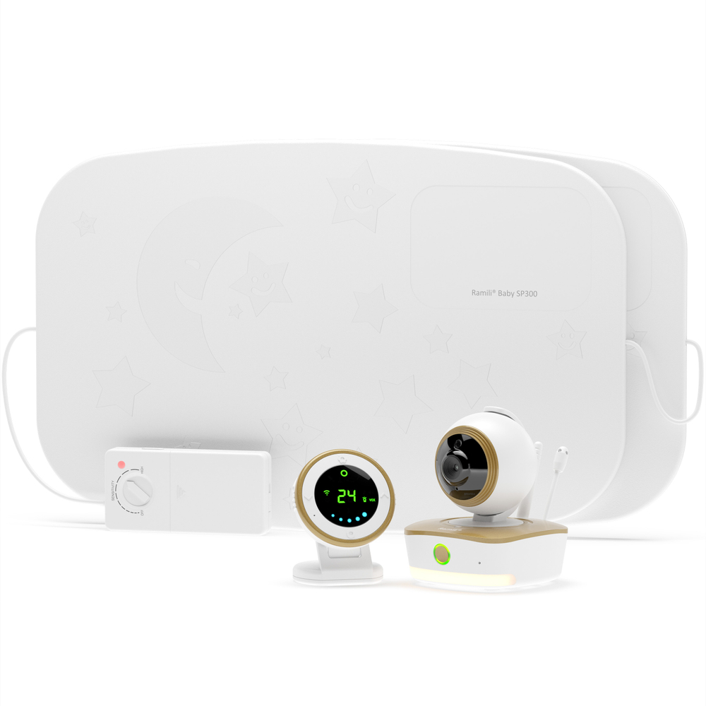 Радио-видеоняня с двойным монитором дыхания Ramili Baby RV1800SP2 с повышенной дальностью 3-в-1 Wi-Fi Full HD