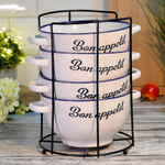 Набор бульонниц 4 предмета 650мл на подставке "Бон Аппетит"