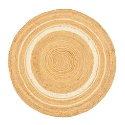 Ковер из джута круглый с вставками белого цвета из коллекции ethnic, 90см