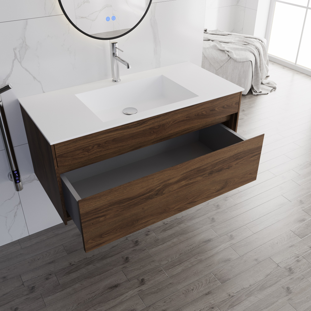 Тумба под раковину Vincea Chiara 1000 подвесная, 1 выкатной ящик soft-close, C.Oak