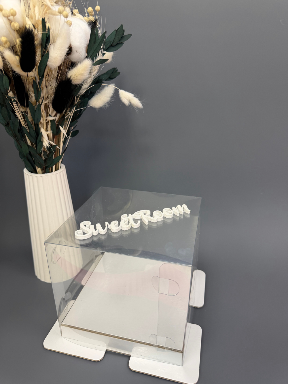 Коробка под торт с прозр куполом Волна 15х15х14 Белая