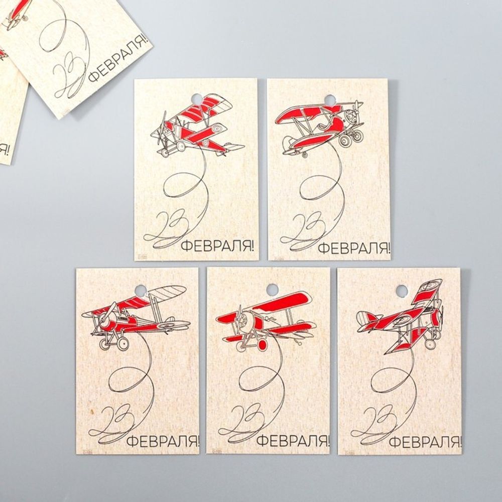 Бирка картон Самолёты (5 шт) 4х6 см