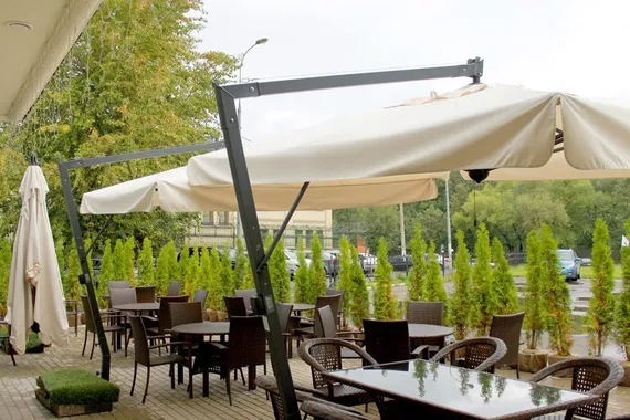 Зонт профессиональный Napoli Braccio 3х4 м, антрацит, слоновая кость