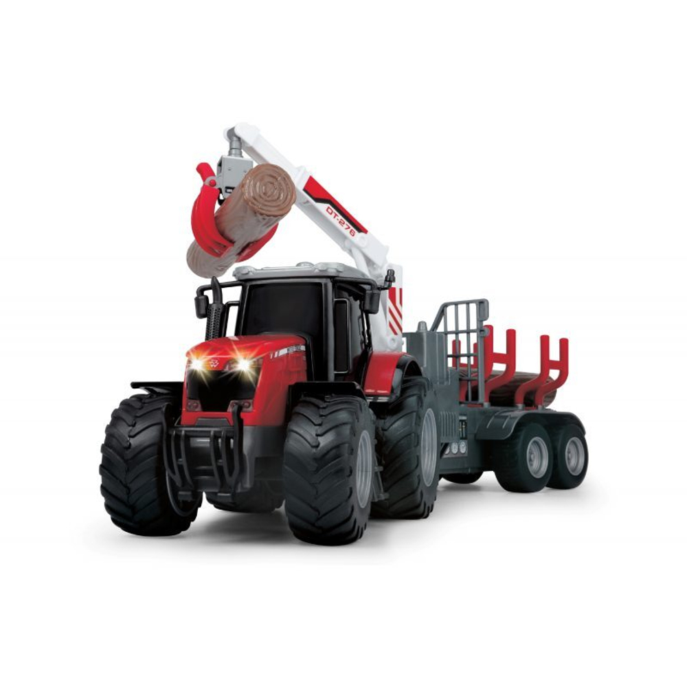 Dickie Farm - трактор Massey Ferguson 8737 с прицепом для бревен Light Sound 3737003