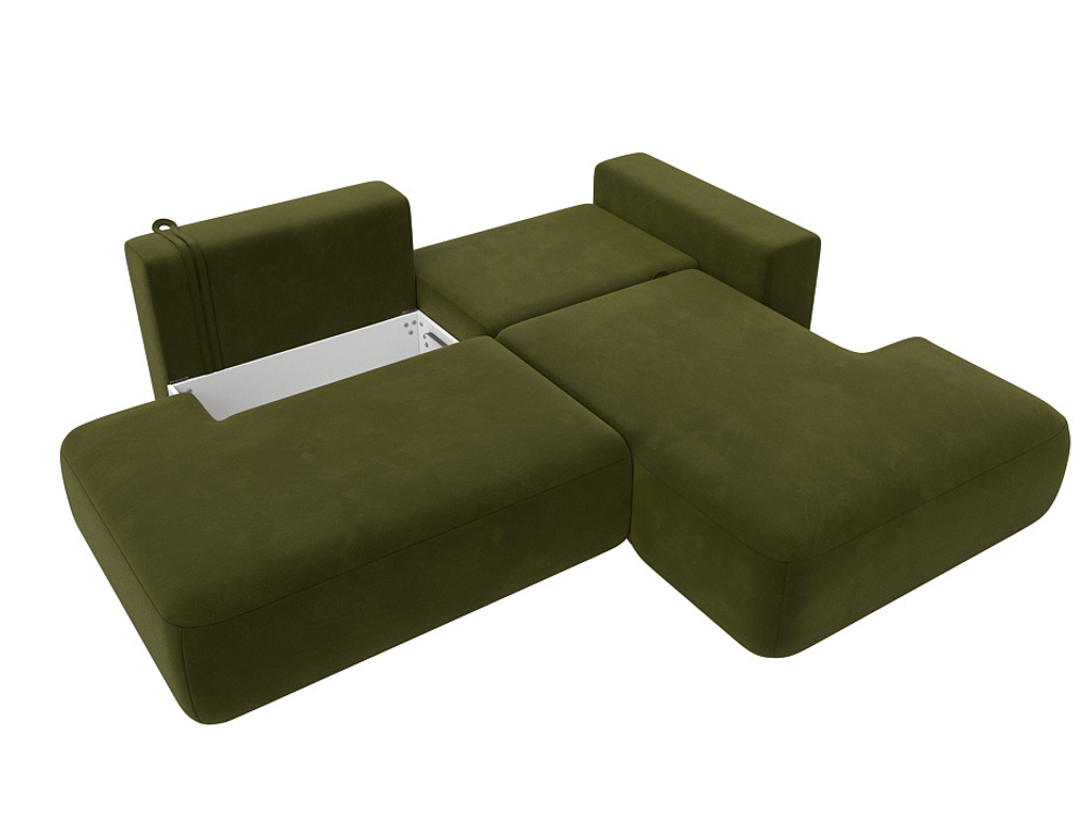 Диван угловой Лига-036 НПБ Модерн правый угол МИКРОВЕЛЬВЕТ Зеленый