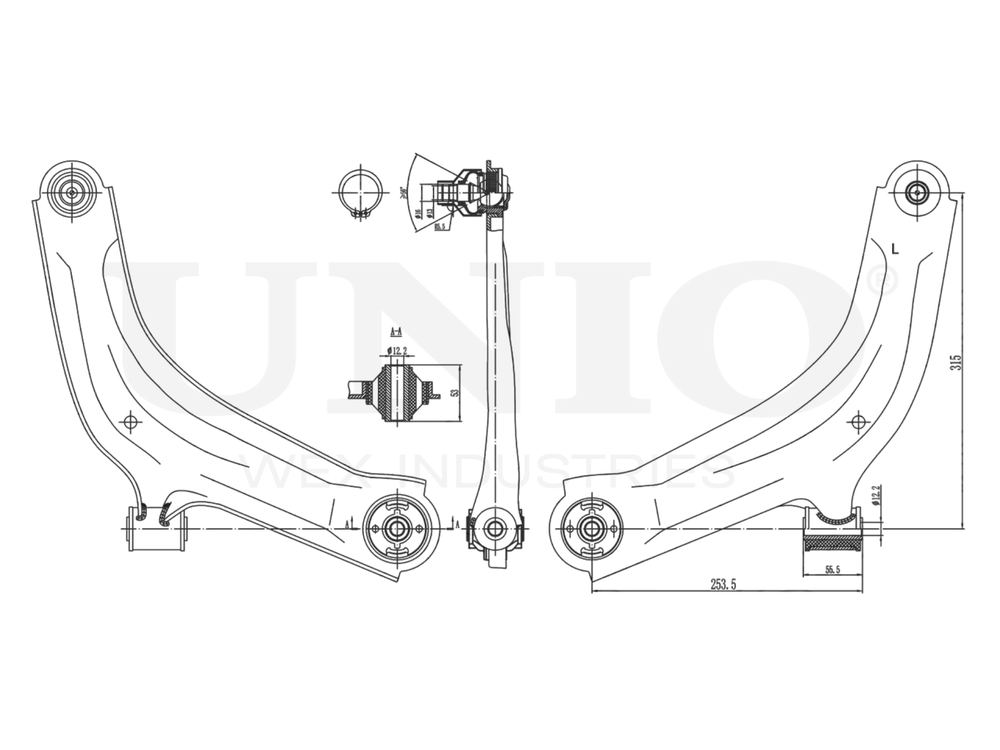 Рычаг подвески поперечный передний нижний левый UNIO SSP-40110