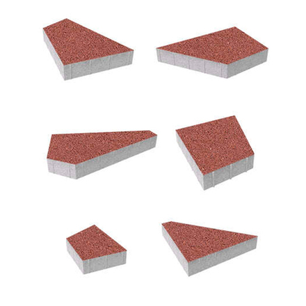 Тротуарная плитка ОРИГАМИ - Гранит Красный, комплект из 6 видов плит