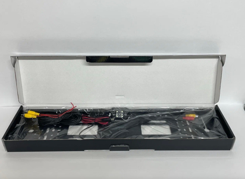 Камера заднего вида в рамке номерного знака, с 4 диодами, 170 градусов, 960x480, черная, № 7360 (1 шт.) -
