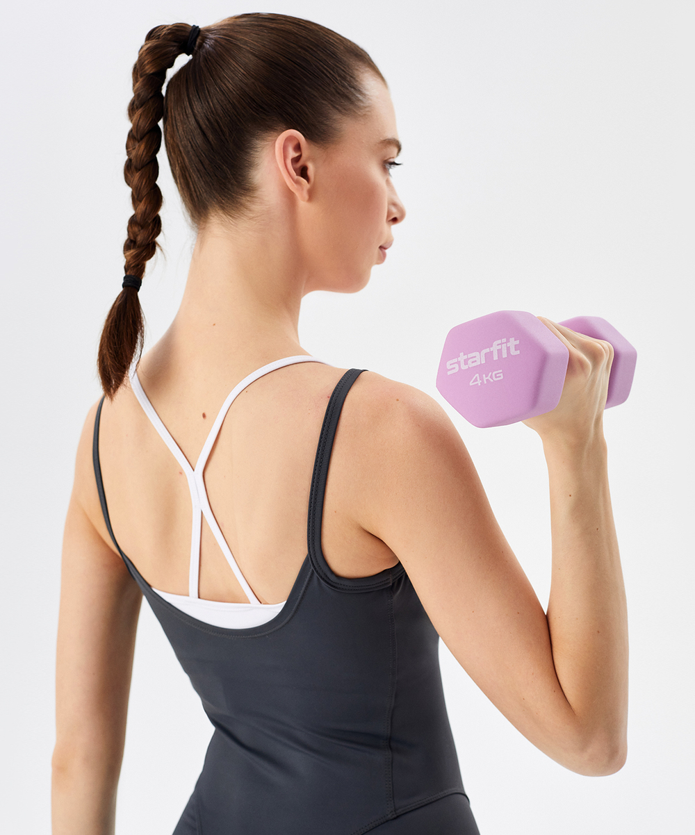 УЦЕНКА Гантель неопреновая STARFIT DB-201 4 кг, фиолетовый пастель