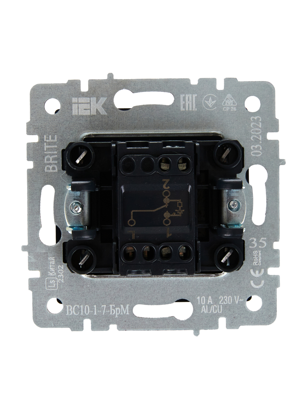 BRITE Выключатель 1-клавишный проходной с индикацией 10А ВС10-1-7-БрМ маренго IEK