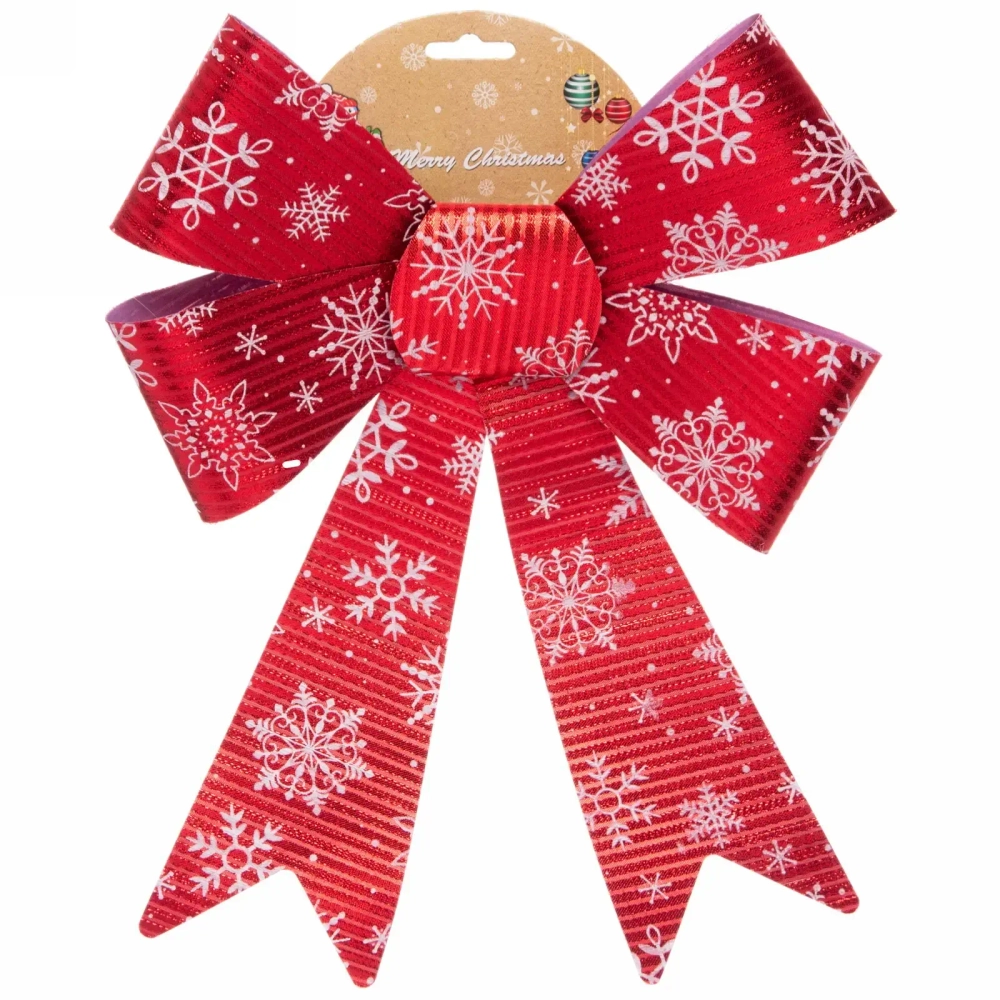 Бант на ёлку «Снежинка» 38*27 см, Красный