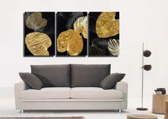 Модульная картина "Элементы золотых листьев"