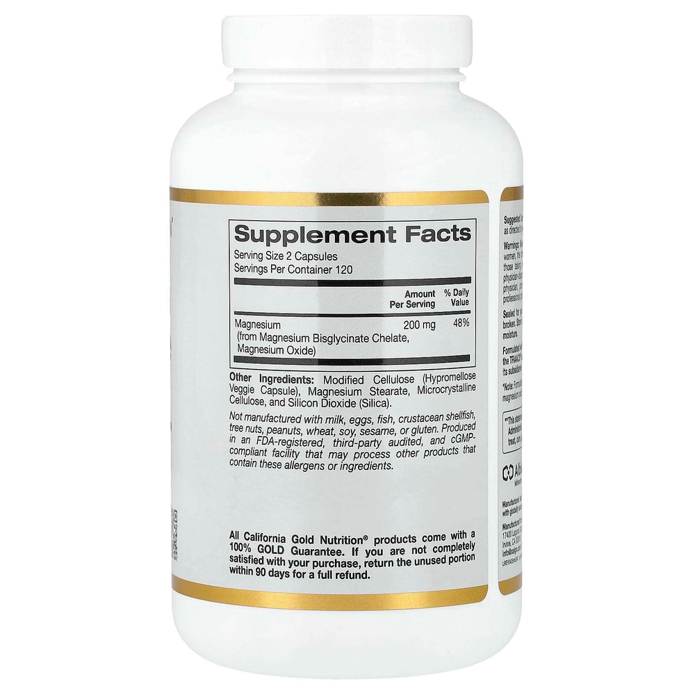 California Gold Nutrition, бисглицинат магния, с TRAACS®, 240 вегетарианских капсул (100 мг в 1 капсуле)