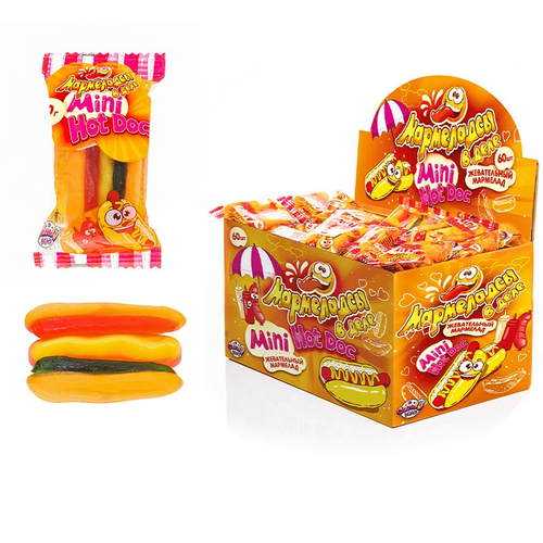 Мармелад жевательный «Мармеладсы в деле mini HOTDOG»1кор*12бл*60шт,10г