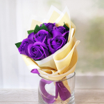 Букет мыльных роз ярко-фиолетовых, 7 штук