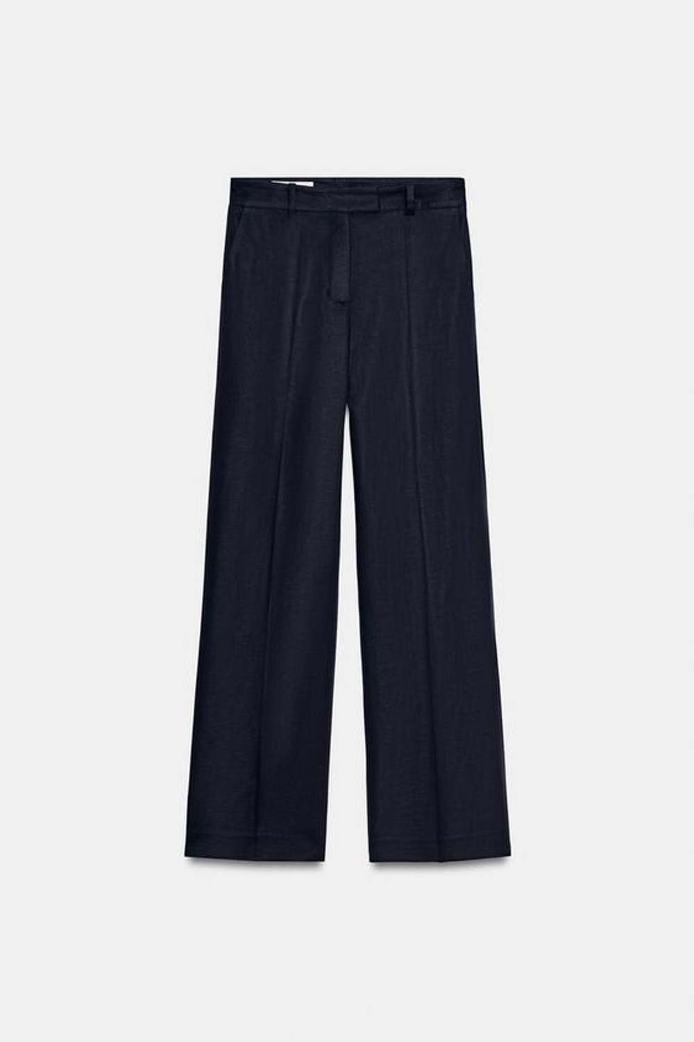 ZARA БРЮКИ ПРЯМОГО КРОЯ ИЗ ЛЬНА SET, МОРСКОЙ СИНИЙ