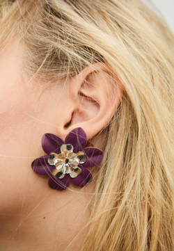 STRADIVARIUS Серьги-цветы с контрастным эффектом кожи, темно-фиолетовый