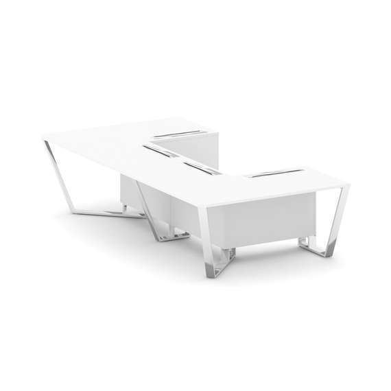 Steel Meet Стол переговорный П-образный MFK-PR.B.SP-07P Белый/МДФ Ультраматт Белый Бриллиант/Нержаве