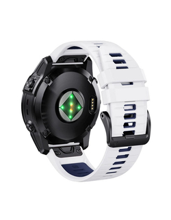 Ремешок двухцветный QuickFit 26 мм для Garmin Fenix 7x/6x/5x/5x plus/3, Descent, Tactix, Enduro, D2, Instinct 2X (Белый/Синий)
