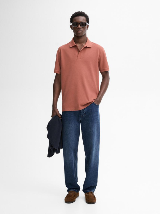 Massimo Dutti Поло из рельефного хлопкового пике, жжено-оранжевый