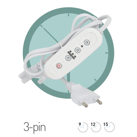 Таймер для светильника ЭРА FITO-LINETIME-3 pin (9/12/15 H)-GR с проводом 1,5 м