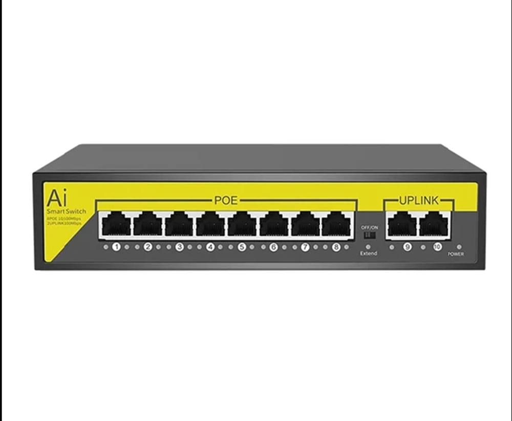 8-портовый PoE коммутатор Ethernet IEEE 802.3 Af/At для IP-камеры