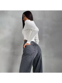 Джинсы леопардовые