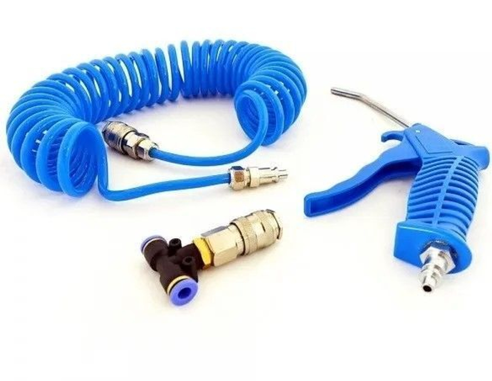 Пистолет продувочный JC164 комплект со шлангом 5 м (6*4 мм) и Т-обр. фитингом на быстрых разъемах Мини Евро