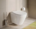 Унитаз Vitra INTEGRA ROUND 9856B003-7205 безободковый с инсталляцией, с крышкой микролифт, кнопка хром матовый