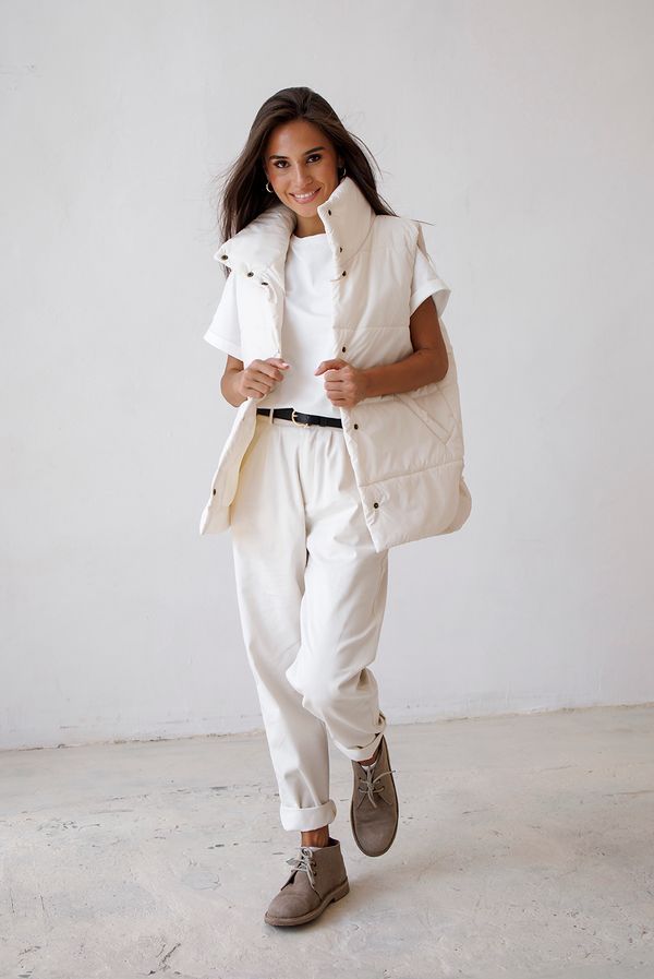 Жилет женский утеплённый айвори - фото 9