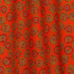 Шелковистый хлопок ярко-оранжевого цвета с набивным рисунком