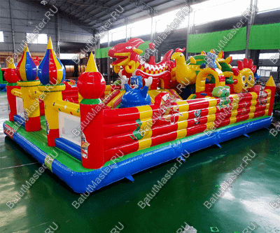 Недорогой батут "Красный дракон" 10*7*3.5 м