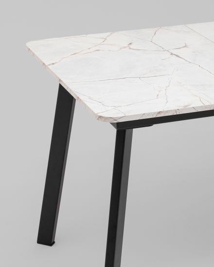 Стол Batu new 120-160/80/76 столешница ЛМДФ азул оникс подстолье металл черный