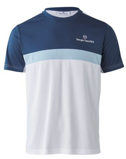 Мужская теннисная футболка Sergio Tacchini Alata - белый/синий электрик