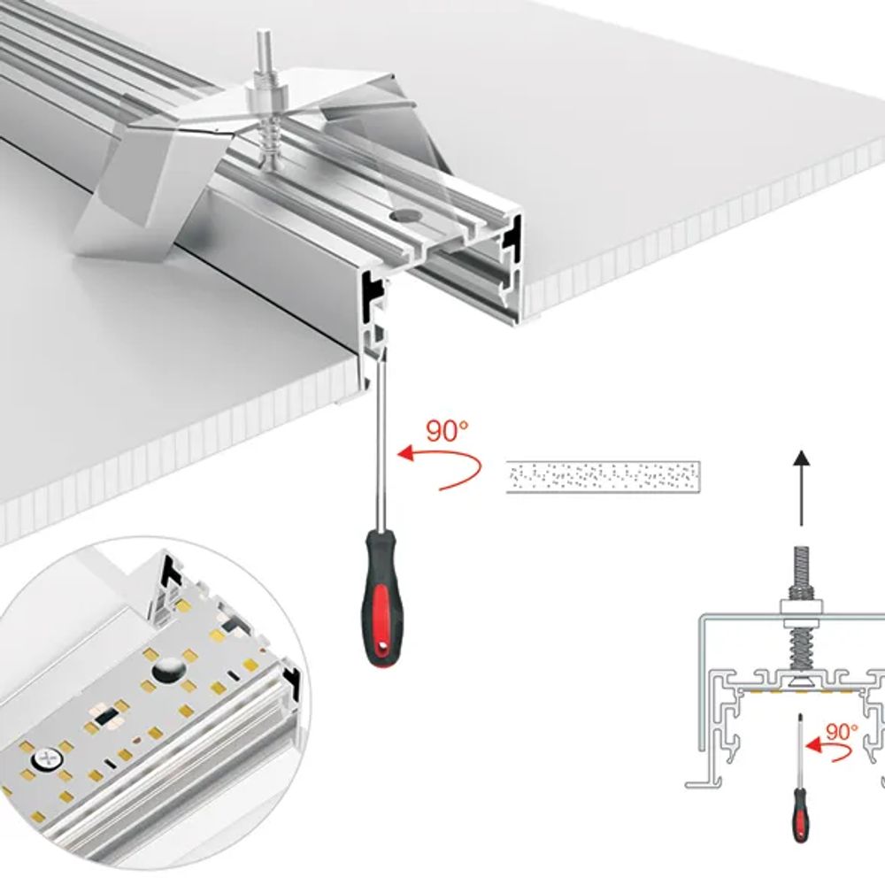 Профиль с экраном S2-LINIA55-F-2500 ANOD+OPAL (Arlight, Алюминий) 021176