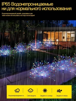 Комплект уличных светильников на солнечной батарее 4 шт "Одуванчик" и "Фейерверк" Идеальный декор для сада и террасы