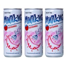 Газированный напиток Lotte Milkis Клубника 250 мл, 3 шт