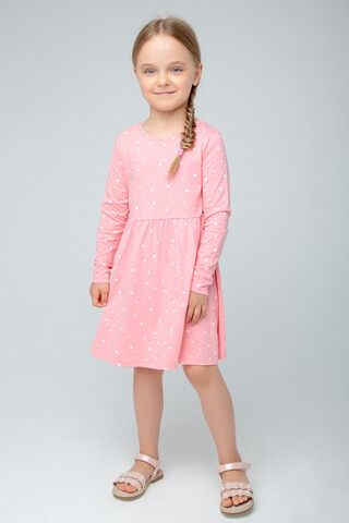 Платье  для девочки  К 5786/розовая глазурь,звездочки