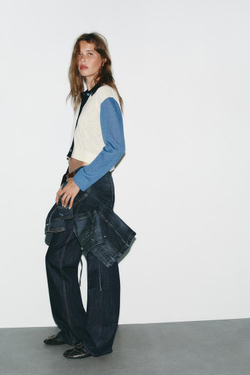 ZARA КАРДИГАН С КОНТРАСТНЫМИ ДЕТАЛЯМИ, РАЗНОЦВЕТНЫЙ