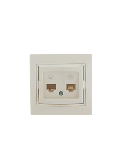 Розетка компьютерная + телефонная 2-м СП Mira RJ45 + RJ11 крем./крем.. LEZARD 701-0303-143