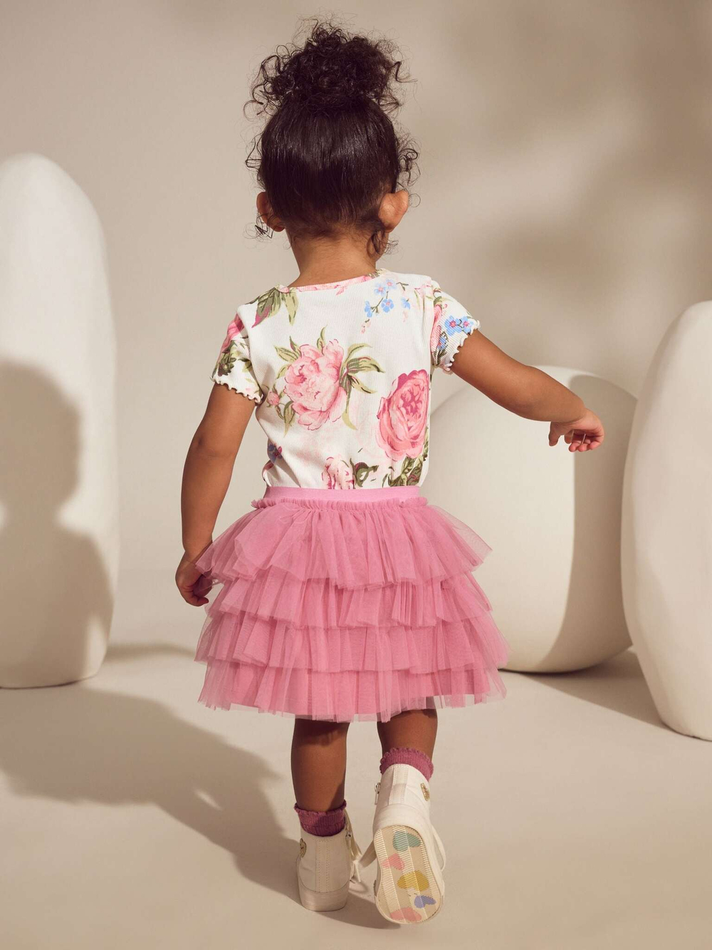 Футболка и юбка в комплекте для девочки Next 386-167, Розовый, Молочный