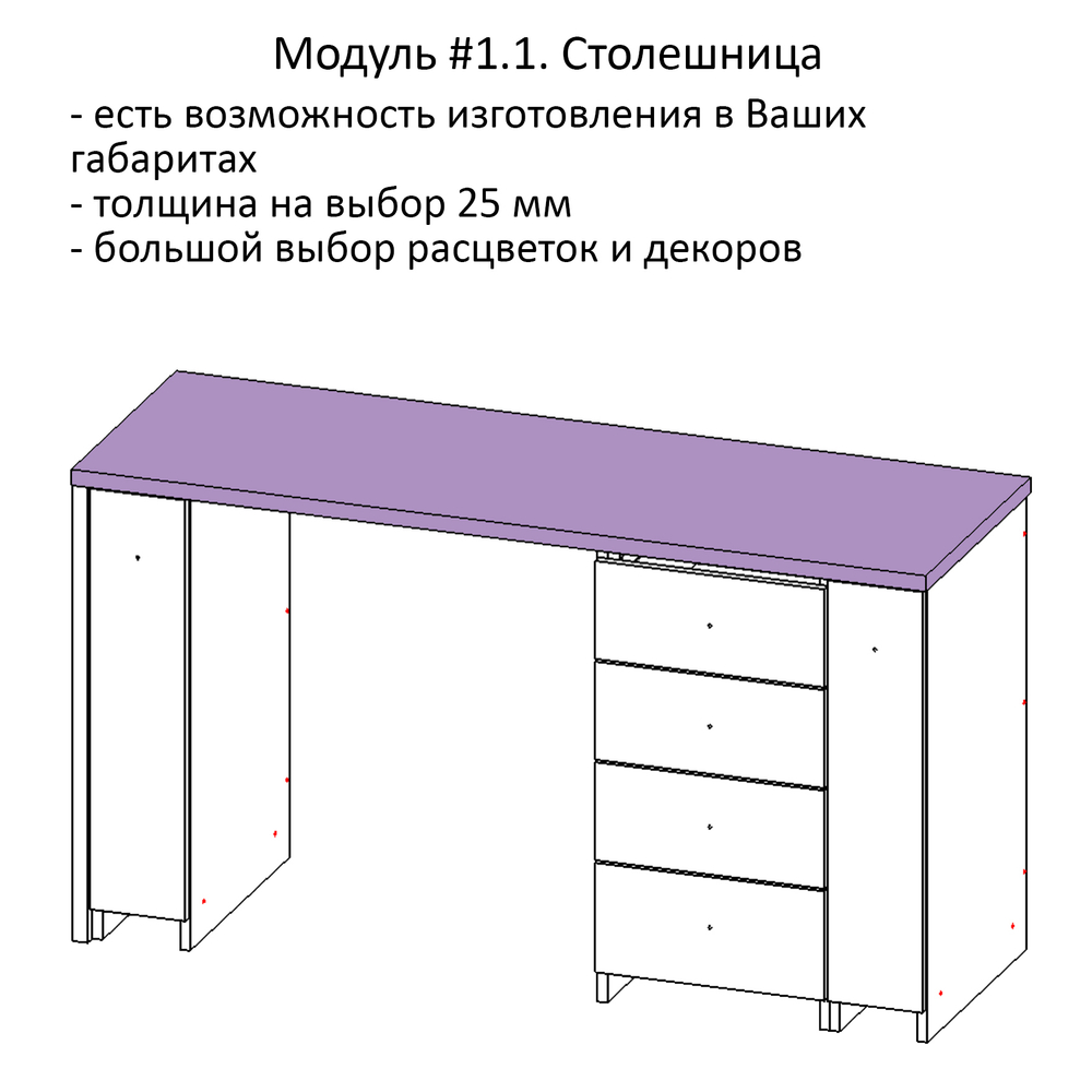 Модуль #1.1. Столешница, толщина 25 мм