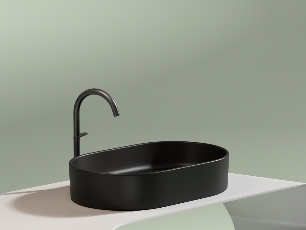 Умывальник чаша накладная овальная (цвет Черный Матовый) Element 608x385x122мм