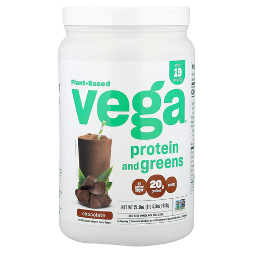 Vega, растительный протеин и зелень, шоколад, 618 г (1 фунт 5,8 унции)