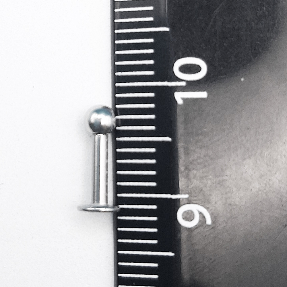 Лабрет для пирсинга 6 мм с шариком 3 мм, толщиной 1,6 мм. Медицинская сталь