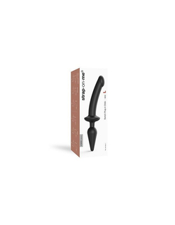 Черный двусторонний фаллоимитатор Strap-On-Me Dildo Plug-In Switch size L