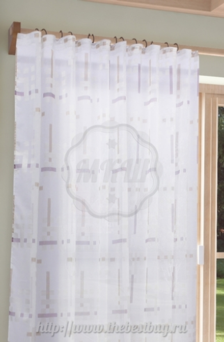 Тюль  с рисунком: Квадро (S212-2) - (300х280)х2 см. - сиреневый