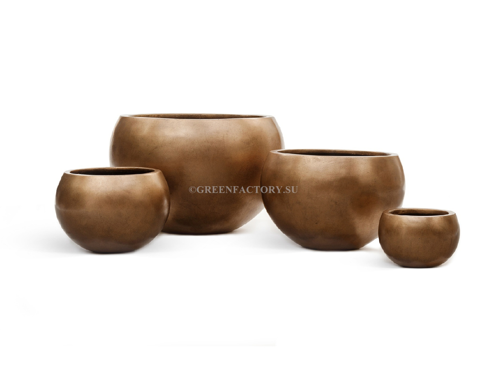 Кашпо TREEZ Effectory - Metal - Полусфера - Тёмное матовое золото