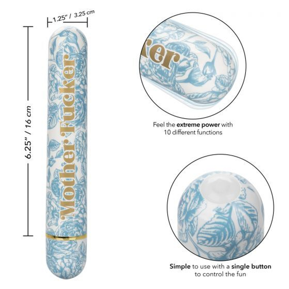 Голубой классический вибратор Naughty Bits Mother Fucker Personal Vibrator - 18 см. (Цвет: голубой)