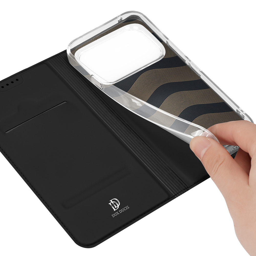 Чехол книжка из кожи черного цвета для Nothing Phone 4a Pro, серия Skin Pro Series от Dux Ducis